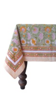 Nappe de table Balajee en coton 100% faite à la main, imprimée au bloc indien, jetable, imperméable et résistante à l'huile, motif floral, pour Noël