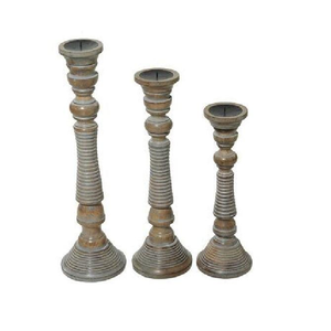 Nouveau Porte-bougie en bois poli écologique, couleur naturelle, design vintage, pièce maîtresse, meilleure qualité, pour bougies piliers - Product Image 3