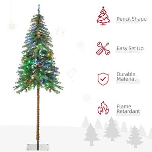 6FT Pencil Shape Artificial Christmas <b>Tree</b> with Warm White or Colorful LED <b>Lights</b> Steel Base Christmas Decorations - Product Image 6