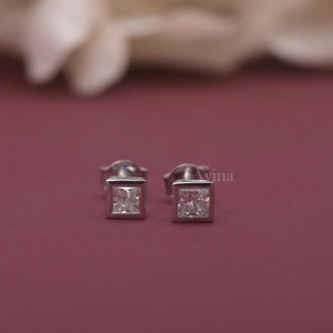 Pendientes de Diamantes Cultivados en Laboratorio con Certificación IGI, Corte Princesa, Biselados, Oro Blanco/Amarillo y Rosa de 9K, Pendientes de Diamantes Cuadrados - Product Image 1