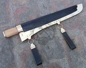 Nouvelle édition Couteau Seax Viking long en acier à haute teneur en carbone forgé à la main, lame de 11 pouces, manche en bois d'olivier avec bolster en laiton, ambidextre, pour l'extérieur - Product Image 6