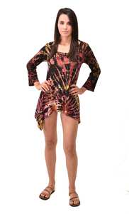 Vestido Túnica Tie Dye Pintado a Mano Estilo Boho, Rayón y Spandex, Ropa para Festivales - Product Image 4