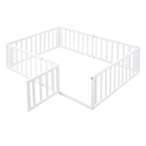 Letto a giorno in legno bianco a grandezza naturale con recinzione per bambini, vecchio SKU WF289662AAK - Product Image 6