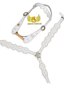 Ensemble de sellerie Western en cuir véritable avec cristaux, têtière et collier de poitrail, logo personnalisé, confortable et léger, prêt à l'emploi - Product Image 5