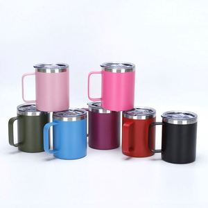 Custom Logo 12oz Double Wall Vacuum <b>Insulated</b> Stainless Steel Coffee Camping <b>Mug</b> with Handle and Lid-Business Gifts Office Cup - Product Image 1