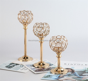 Candelabro de cristal dorado plateado resistente al calor candelabro de Metal elegante mesa de centro de mesa Pascua diseño de accesorios - Product Image 2