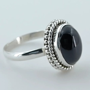 Black Onyx <b>Ring</b> 925 Sterling <b>Silver</b> Handmade Boho <b>Statement</b> Promise <b>Ring</b> for Women Natural Black Onyx Oval July Birthstone - Product Image 3