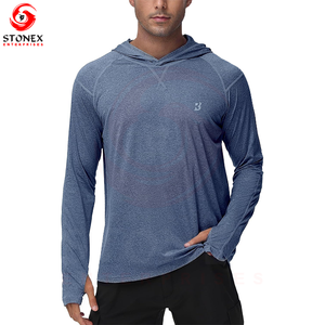 Sweat à capuche de pêche UPF 50+ pour homme - Mélange polyester/coton, séchage rapide, grande taille, fermeture à enfiler pour activités sportives de plein air - Product Image 2
