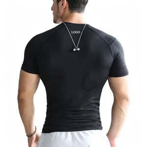 Men's <b>Black</b> <b>Compression</b> T-<b>Shirt</b> Short Sleeve Turtleneck Formal Spandex/Polyester Eco-Friendly Regular Fit Sporty Workout Gym - Product Image 5