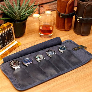 Estuche de Viaje para Relojes de Cuero Vintage, Organizador de Relojes para Hombre, Estuche de Almacenamiento Compacto, Personalizado con Grabado en Relieve, Precio al por Mayor - Product Image 2
