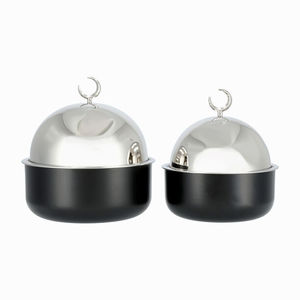 Olla caliente de metal de diseño moderno con acabado plateado y soporte para uso doméstico y en hoteles, calentador de alimentos, ollas para servir comida en oferta. - Product Image 2