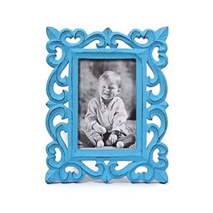 <b>Pine</b> Wood Distressed Blue Photo Frame 22x28x2.5 cm Rectangular Eco-friendly Durable | Handcrafted Moradabad Wholesale - Product Image 4