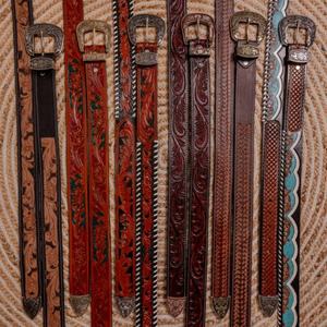 New Arrival Genuine Leather Western Hand Tooled And Hand Painted Floral <b>Belts</b> Real Handmade Tooled Leather Unisex Waist <b>Belts</b> - Product Image 4