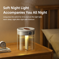 Nouvel humidificateur à double pulvérisation 2L, USB, grande capacité, silencieux, pour la maison, la chambre, le bureau, avec lumière nocturne et affichage numérique