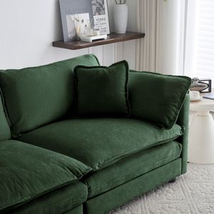 Divano Moderno a Due Posti in Tessuto Ciniglia Verde per Soggiorno, Grande Dimensione con 4 Cuscini Imbottiti - Product Image 6
