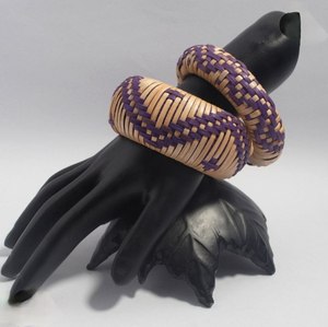 Juego de brazaletes de ratán tejido con materiales ecológicos, joyería informal para fiestas, brazaletes, regalos de cumpleaños y fiestas para niñas al mejor precio - Product Image 1