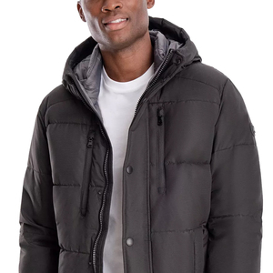 Vestes matelassées en duvet noires pour hommes grandes tailles personnalisées, vente en gros, vestes d'hiver en vrac - Product Image 5