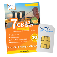 Carte SIM 4G 5G en gros pour Singapour et la Malaisie, 10 jours, données illimitées, eSIM 3-en-1 Nano/Micro, emballage personnalisé