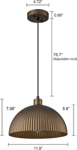 Fabricant de lampes suspendues en métal côtelé sur mesure, offrant des luminaires de plafond en dôme cannelé en gros, OEM. - Product Image 2
