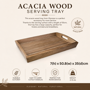 Premium Teak Wood Serving Tray with Cutout Handles | Handmade Wooden Breakfast Tray for Home Hotel Restaurant Coffee <b>Table</b> Decor - Product Image 5