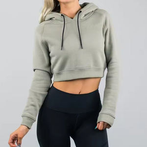 Ropa de Mujer, Tallas Grandes, Sudaderas Cortas con Capucha, Top Moderno, Antiencogimiento, Transpirable, Tops Cortos con Capucha para Mujer - Product Image 3