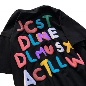 Custom Logo 3D Puff Print Wholesale Tee Shirt Heavy <b>Weight</b> 100% Cotton Oversized Men <b>Blank</b> Puff Printing T-shirt for men - Product Image 4