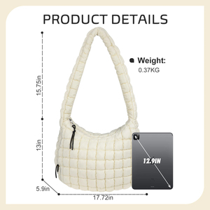 Wholesale Light Weight Woman <b>Large</b> Travel Weekender Quilt Stitching <b>Bags</b> Polyester Quilted Puffer Satchel Handbag Puffy <b>Bag</b> - Product Image 2