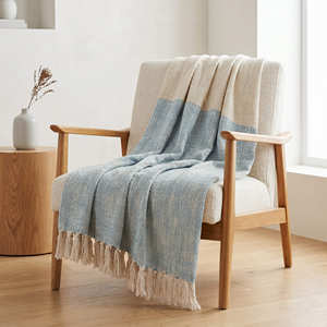 Rust Slub Cotton Woven <b>Throw</b> with Fringe Detail and Handloom Character for Warm Rustic Sofa Styling and Home Décor - Product Image 6