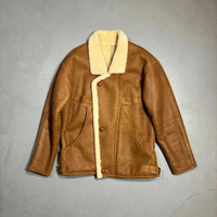 Blouson aviateur en cuir shearling réversible pour homme, respirant, avec logo sur le devant, style décontracté, pour motard et pilote, personnalisable OEM