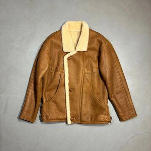 Custom Men's Shearling Leather Bomber <b>Jacket</b> Reversible Breathable Sherpa Fur OEM Casual Biker <b>Pilot</b> - Product Image 5