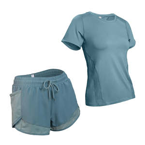 Ensemble 2 pièces décontracté personnalisé : T-shirt en maille respirante imprimé et short taille haute élastique en Spandex, séchage rapide, idéal pour le yoga et le printemps - Product Image 5