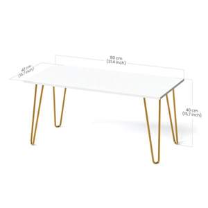 Table basse rectangulaire moderne avec plateau blanc et pieds en métal doré - Product Image 3