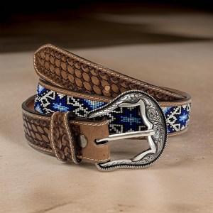 Hand-Tooled with <b>Beads</b> Genuine Cowhide Leather Belt for Men Custom Logo Equestrian Riding Belt Luxury Vintage - Product Image 6