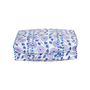 Quilted Cotton Open Tote <b>Bag</b> Women White Blue Marigold Block Print <b>Large</b> <b>Shoulder</b> <b>Bag</b> Handmade India Boho Beach Shopping <b>Bag</b> - Product Image 2