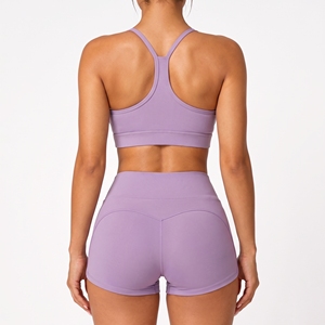 Custom Logo Women 2 Piece <b>Yoga</b> Set High Waist <b>Yoga</b> <b>Shorts</b> and Padded Bra Set Workout Gym Clothing for Sports & Outdoors - Product Image 2