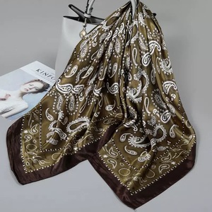 Elegant 100% <b>Silk</b> Satin Square Scarf Women Solid Digital Printed Muslim Fashion Accessory All Seasons Multi-Functional <b>Wrap</b> - Product Image 4