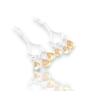 925 Sterling <b>Silver</b> Yellow Citrine Pear Shape Cut Triplet Gemstone Trendy Drop <b>Dangle</b> <b>Earrings</b> For Women Statement Wedding Gift - Product Image 1