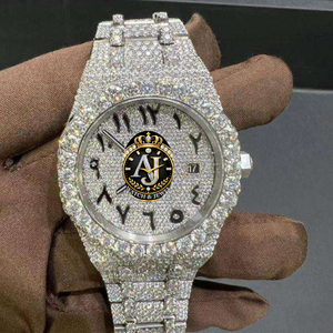 Montres à mouvement mécanique automatique, montres serties de diamants VVS Moissanite pour hommes, vente en gros - Product Image 1