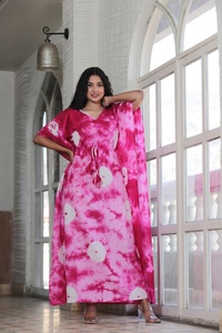 Vestido Kaftán de Algodón Estampado para Mujer, Corte Holgado, Ropa de Playa, Maxi Kaftán Personalizado, Vestido Kaftán con Estampado Floral, Manga Larga, Casual - Product Image 2