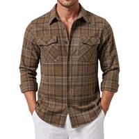 Chemise décontractée pour homme en flanelle épaisse respirante, coupe décontractée, col rabattu, manches longues, 100 % coton, motif tartan anthracite personnalisé
