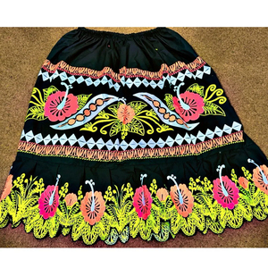 Robe de bal plissée mi-longue décontractée pour femme, taille naturelle, en coton 100% écologique, brodée et tissée, style polynésien vintage d'été - Product Image 4