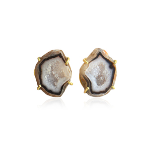 Black geode druzy <b>stud</b> <b>earring</b> prong setting handmade post back <b>stud</b> <b>earring</b> halved <b>crystallize</b> geode <b>stud</b> <b>earring</b> for her - Product Image 1