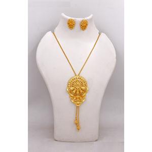 Conjunto de collar con colgante de pendiente etíope, joyería chapada en oro para mujer para boda, fiesta de compromiso, gran regalo, Dubái, India, Nigeria - Product Image 4