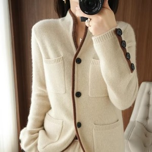 Power Abaan Sports Polyester/Cotton Breathable Floral Print <b>Winter</b> Women's V-neck Cardigan Casual Knit <b>Tops</b> Korean Fashion - Product Image 1