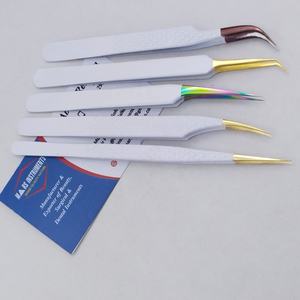 Venta al por mayor de pinzas de pestañas de acero inoxidable sostenible blanco recto volumen puntiagudo herramientas de extensión - Product Image 6