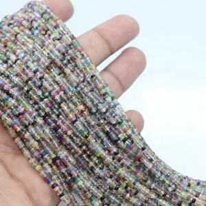 ลูกปัดแซฟไฟร์ธรรมชาติทรงรอนเดลเหลี่ยมเพชรพลอย ขนาด 3 มม. ยาว 16 นิ้ว น้ำหนักปรับแต่งได้ สำหรับทำเครื่องประดับ - Product Image 1