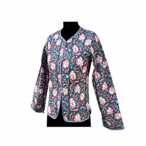 Chaqueta de Forro Polar para Mujer, con Botones, Acolchada a Mano, Transpirable, con Estampado Floral, Reversible, de Algodón Grueso, para Niñas, a Excelente Precio - Product Image 4