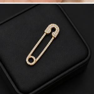 Trendy Luxurious 10K <b>Solid</b> <b>Gold</b> Safety Pin Charms <b>Pendant</b> Lab Grown Diamond Customizable Women's Jewelry for All Occasions Gifts - Product Image 3