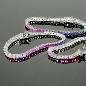 Bracelets Tennis Unisexe de Luxe AMBER JEWELS en Or Massif 10K et Plaqué Or 10K avec Diamants de Laboratoire, Sertissage Griffe, pour Usage Quotidien, Cadeau, Bracelets Joncs - Product Image 3