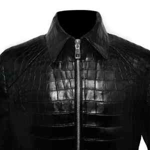 Chaqueta de cuero de cocodrilo de alta calidad para hombre, chaqueta de cuero con piel de vaca y piel de cocodrilo para hombre - Product Image 3